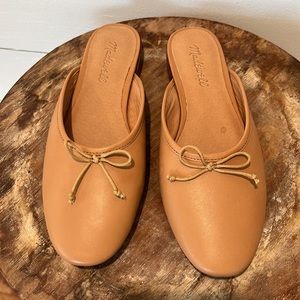 🌻Madewell Bow Tie Mules, Sz: 6.5, Color: Amber Brown, NIB